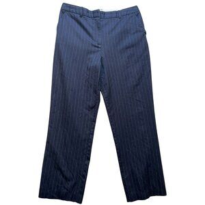 Christopher & Banks Women's Dress Pants Flat Front Size 10 Navy Blue Pinstripe